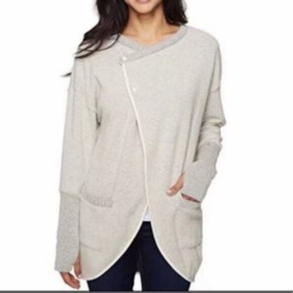 Mountain Hardwear x Cole Haan Wool Grey Asymmetric Lagenlook Cozy Cardigan S - Picture 1 of 7